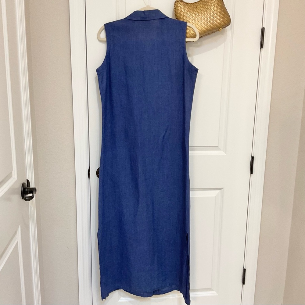 Rafaella Linen Midi Shirtdress Blue Size 8, EUC - Picture 7 of 7
